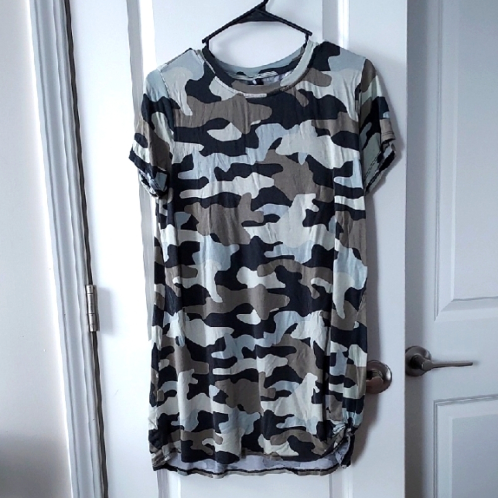 Agnes & Dora Camouflage Dress in Green and Black Medium